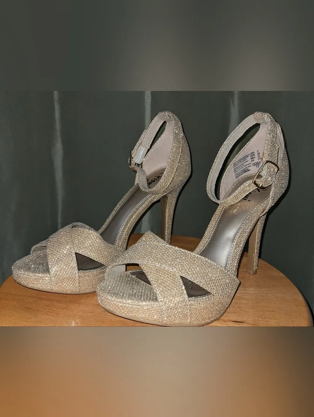 Champagne Sparkle Heels with Matching Clutch Bag